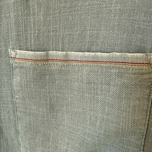 Marine Layer Stretch Salvage Chambray Blue Button Down Shirt Sz L - Picture 6 of 8